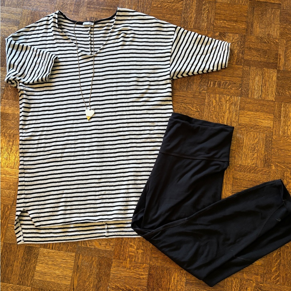 Zara Striped Black and White Tunic style Top